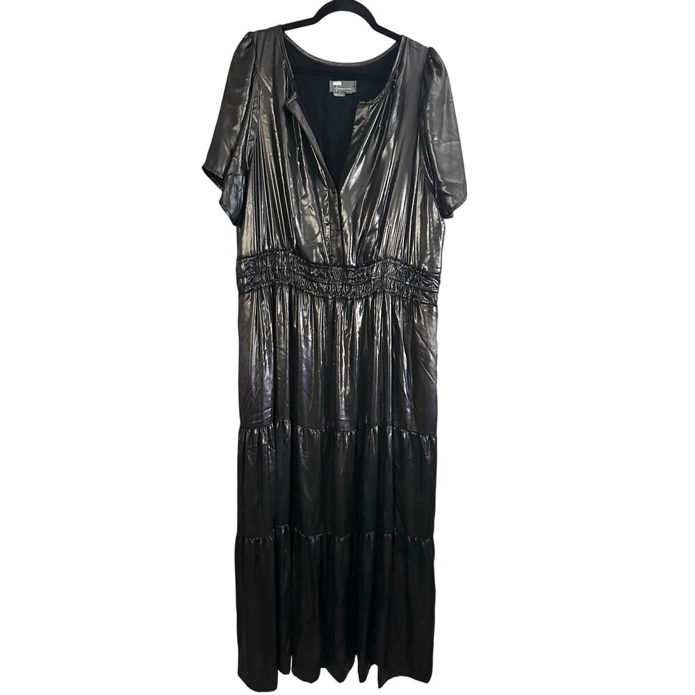 ANTHROPOLOGIE The Somerset Maxi Carbon Shine Edition Gunmetal Dress - Sz 2X - Picture 5 of 9